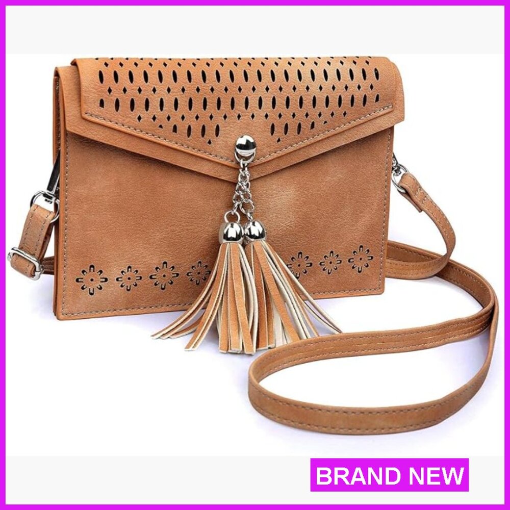 Vintage Crossbody Bag With Tassel Elegant Minimal Chic Purse For Women